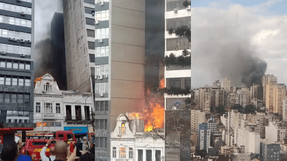 Incêndio consome loja em prédio antigo no Centro Histórico de Porto Alegre