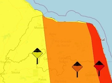 Inmet emite alerta vermelho para chuvas intensas no Rio Grande do Norte