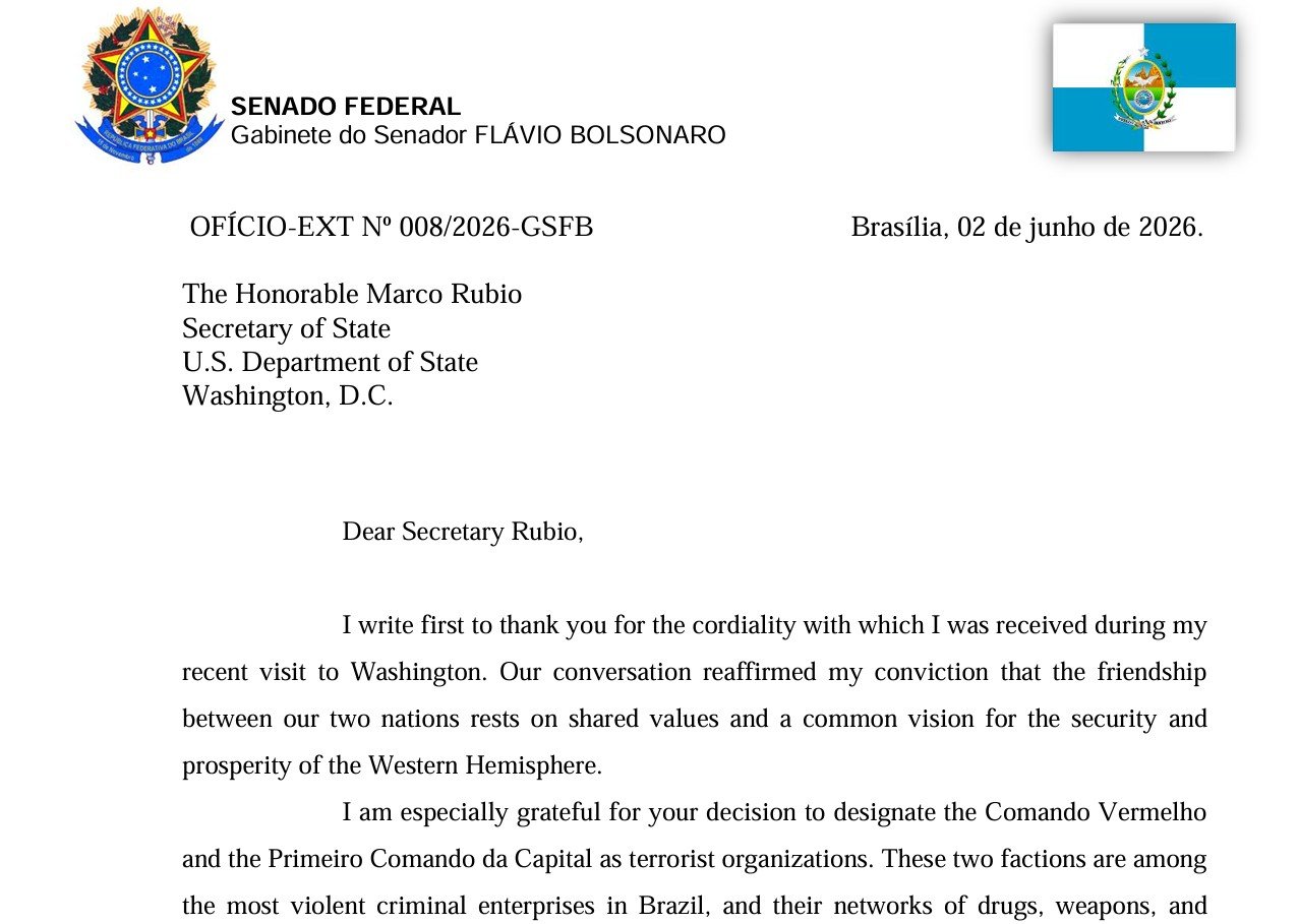 Marco Rubio agradece a Flávio Bolsonaro por equipe de transição à disposição dos EUA